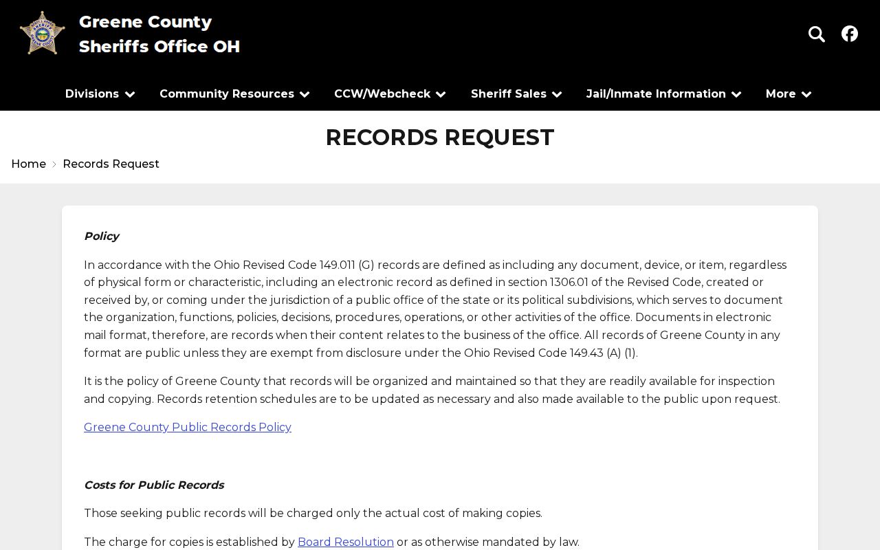 Greene County released inmate corrections records request options