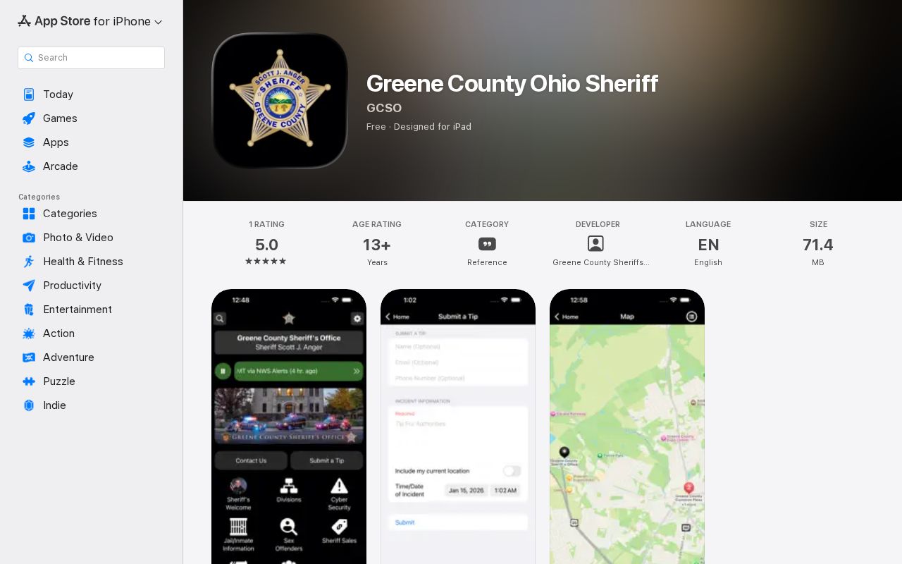 Official Greene County Sheriff app used to check current booking photo access